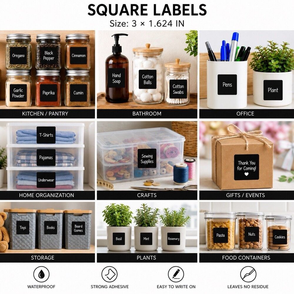 144 Blackboard Chalk Board Stickers Kitchen Jar Tags Removable Chalkboard Labels - Picture 4 of 6